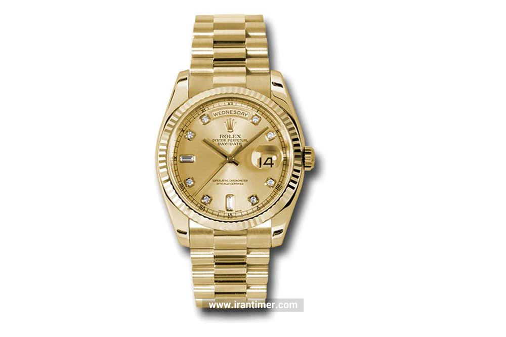 ساعت مچی مردانه رولکس مدل 118238 chdp Gold یک ساعت دارای تقویم هفته همراه با طراحی ظریف